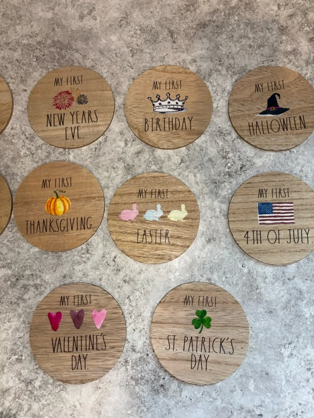 “My First” Milestone/Holiday Wooden Disc Set